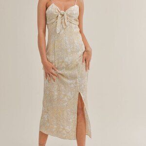 Sage The Label Lemon Grove Midi Dress in Yellow Ivory